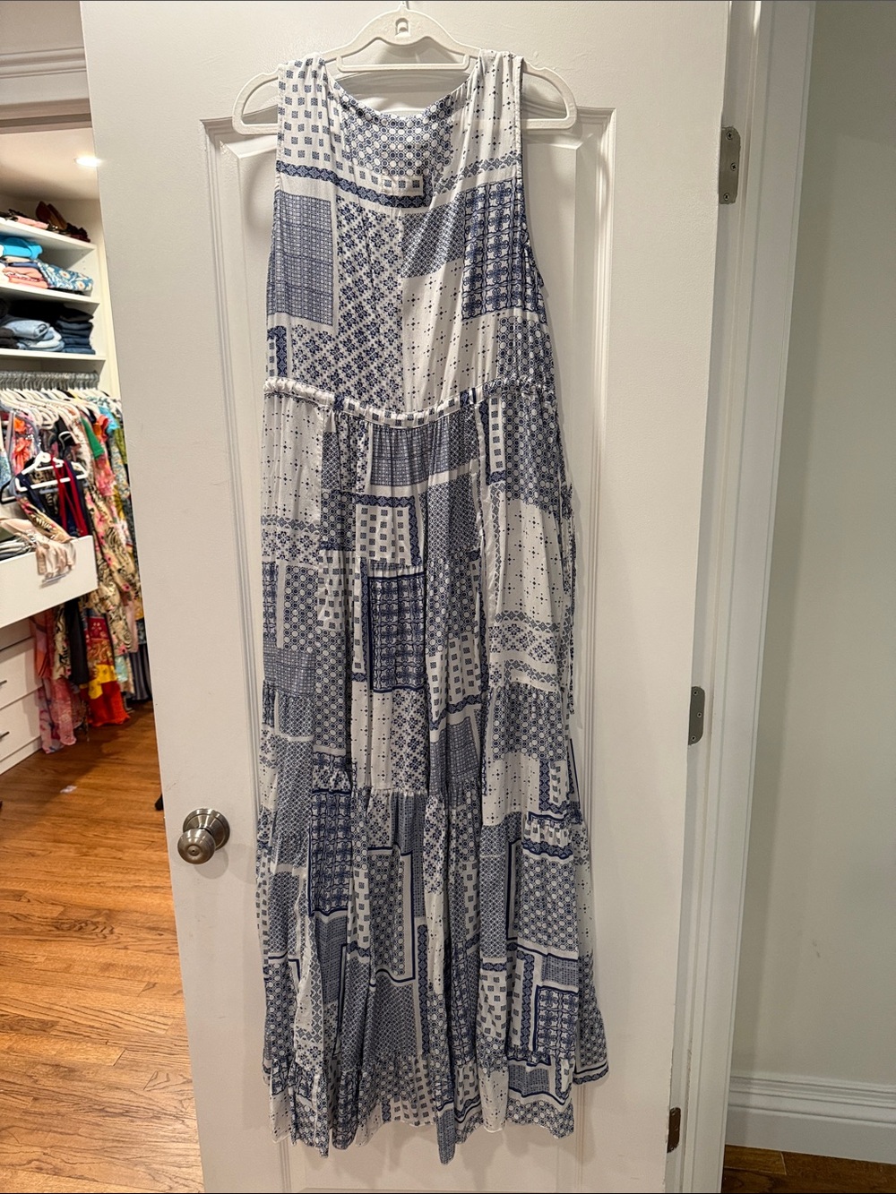 Johnny Was Lightweight Blue Patchwork Maxi Dress - Sleeveless Summer Style - Picture 3 of 3